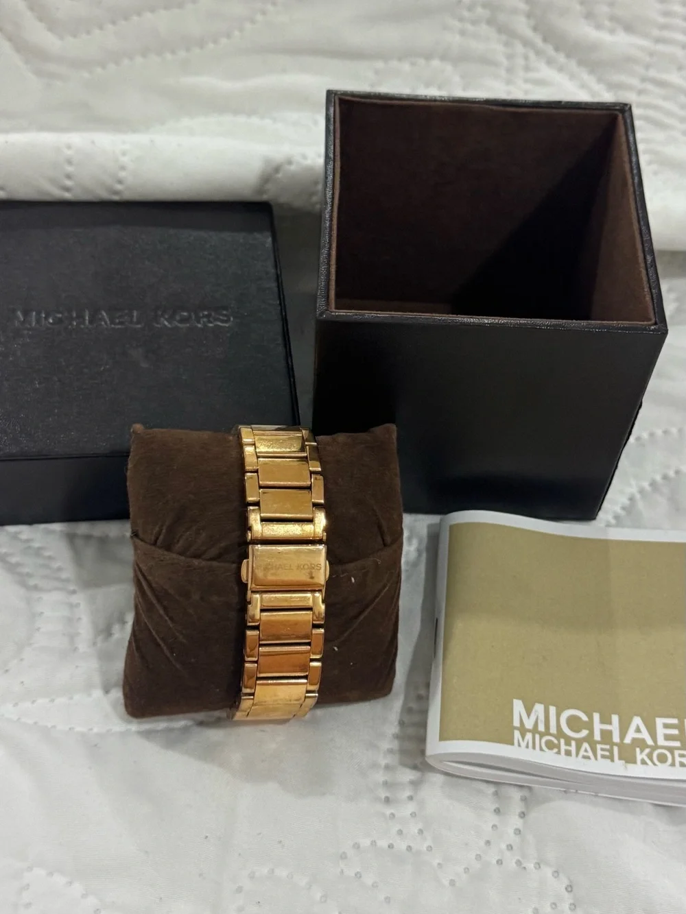 Michael Kors Rose Gold Logo Crystal Bezel Bracelet Watch